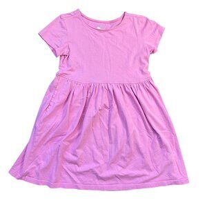 Primary Jersey Knit Dress Girls Size 6-7 Pink 100% Cotton Short Sleeves Pockets‎
